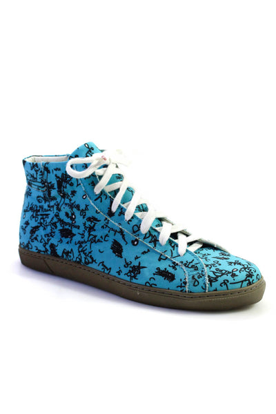 Twins For Peace Mens Graphic Print High Top Lace Up Sneakers Blue Size 11.5U 45E