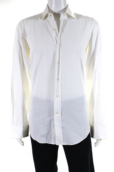 Etro Men's Long Sleeves Collared Button Down Shirt White Size 42
