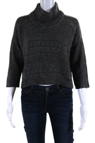 Theory Womens Striped Nordic Pullover Turtleneck Sweater Gray Size S