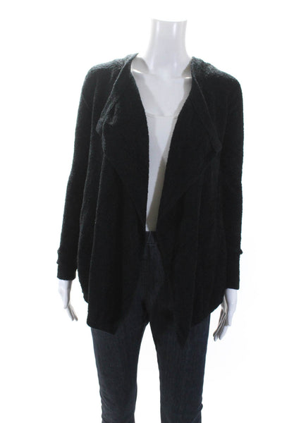 Barefoot Dreams® Womens Fleece Knit Draped Cardigan Sweater Top Black Size XS/S
