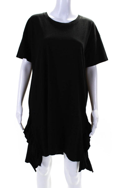 Current/Elliott Womens Short Sleeve Round Neck Ruffled Shirt Dress Black Size 0
