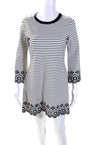 Derek Lam 10 Crosby Womens White/Black Striped Short Sleeve Shift Dress Size S