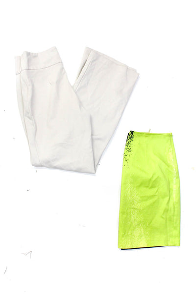 Tahari Womens Abstract Pencil Skirt Pleated Knit Pants Green Gray Size 4 Lot 2