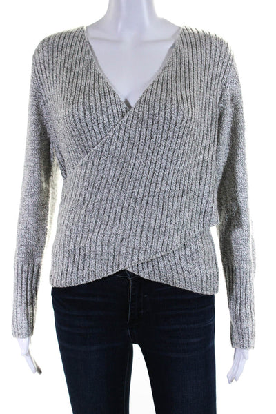 C/MEO Collective Womens Long Sleeve V Neck Knit Blouse Gray Size XS