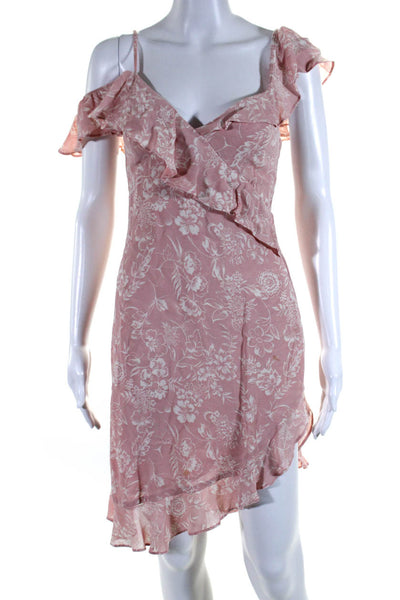 Reformation Womens Floral Print Sleeveless Asymmetrical Mini Dress Pink Size 0