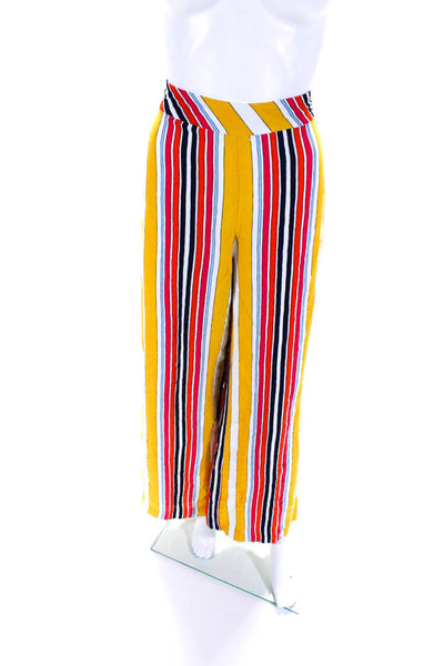 Trina Turk Women's Zip Closure Flat Front Wide Leg Multicolor Stripe Pant Size 4