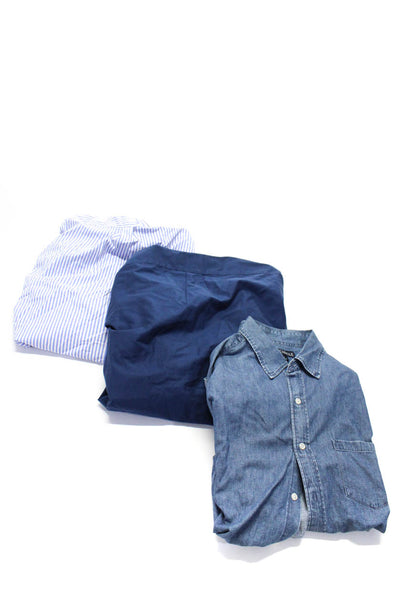Ralph Lauren J Crew Mens Blue Striped Long Sleeve Dress Shirt Size XL L lot 3