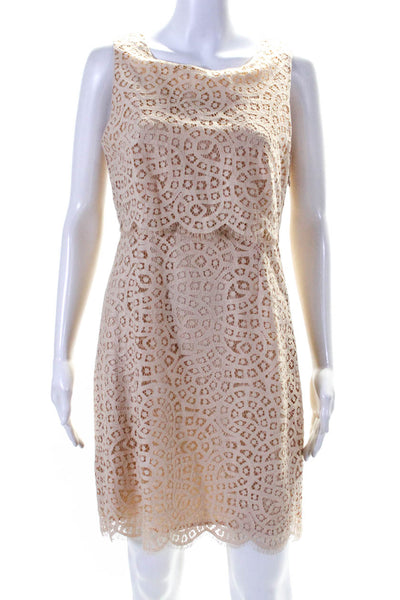 J Crew Womens Cotton Lace Scalloped Overlay Knee Length Dress Pink Size 4