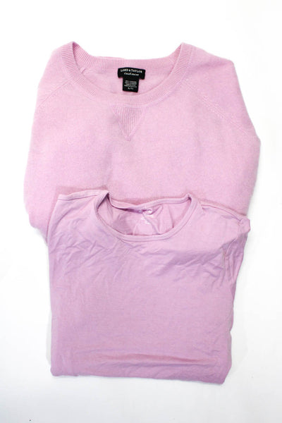 Lord & Taylor Women's Long Sleeves Cashmere Pullover Sweater Pink Size XL Lot 2