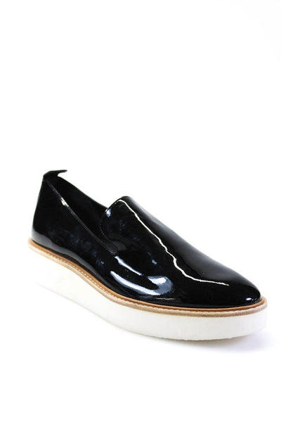 Vince Womens Patent Leather Slide On Platform Loafers Black Size 7 Medium