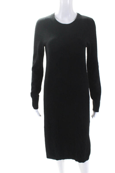 Equipment Femme Womens Cashmere Side Slit Long Sleeve Sweater Dress Black Size S