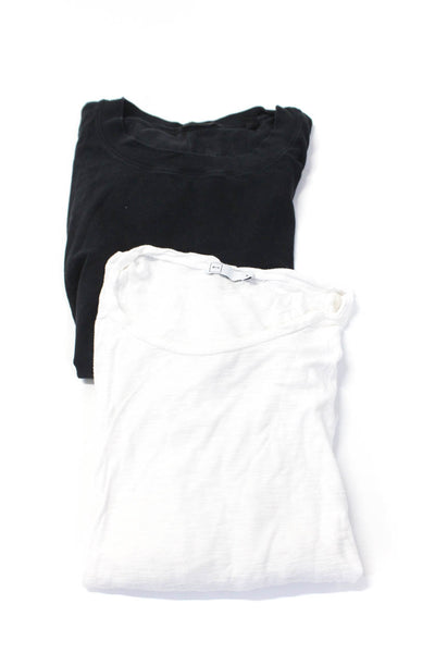 ATM Women's Round Neck Ruffle Cap Sleeves Blouse Black White Size M Lot 2
