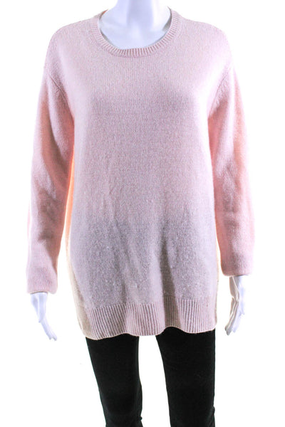 Something Navy Womens Pink Cashmere Crew Neck Long Sleeve Sweater Top Size M