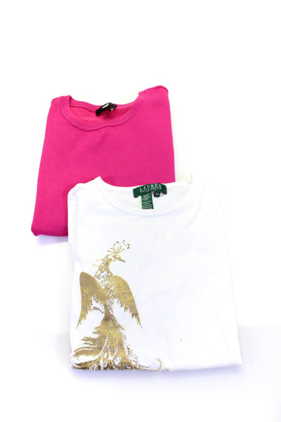 Lauren Ralph Lauren DKNY Womens Cotton Pullover T-Shirt Top White Size P S Lot 2