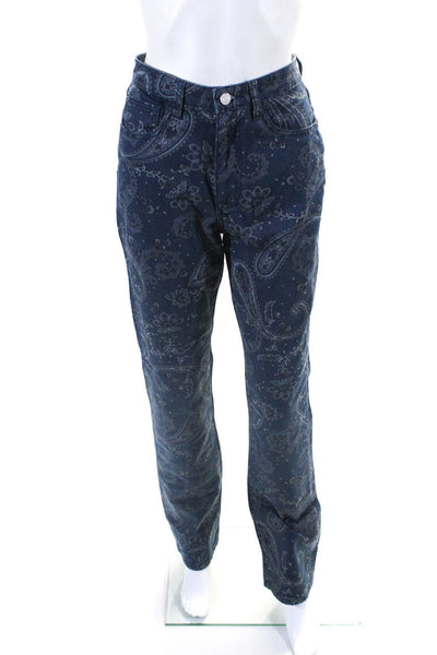 Weworewhat Womens Paisley Printed Denim Straight Leg Jeans Pants Blue Size 26