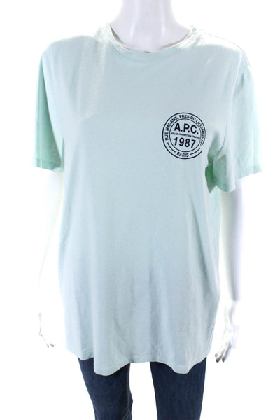 APC Womens Jersey Knit Graphic Printed Short Sleeve Tee T-Shirt green Size M