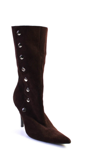Steve Madden Womens Leather Suede Snap Closure Mid Calf Boots Brown Size 9.5
