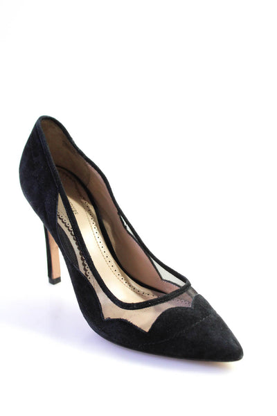Pour la Victoire Womens Suede Cut Out Pointed Toe Heels Pumps Black Size 7.5