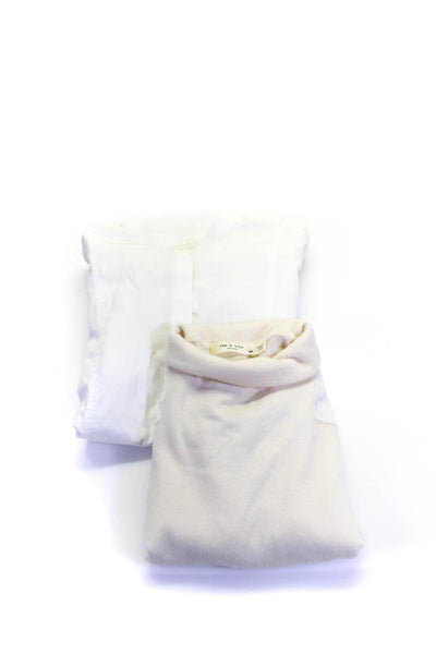 Frame Rag & Bone Womens Cotton High Neck Button Up Blouse Top White Size S Lot 2