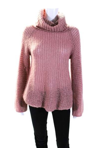 Calypso Saint Barth Womens Wool Blend Turtleneck Sweater Top Pink Size S