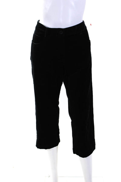 Eileen Fisher Womens Velvet High Rise Zip Up Cropped Capri Pants Black Size 29
