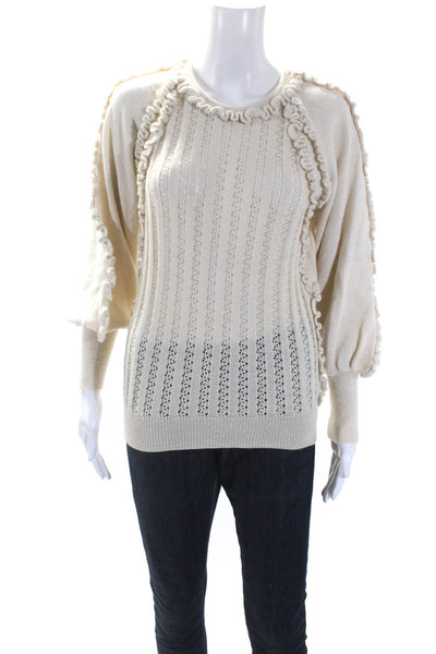 Apiece Apart Womens Alpaca Knit Long Sleeve Pullover Sweater Top Beige Size XS