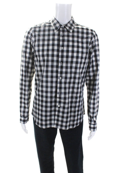 Paul Smith Men's Collared Long Sleeves Button Down Black Check Shirt Size L