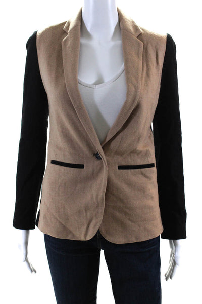 J Crew Women's Collared Long Sleeves Lined One Button Blazer Beige Size 0