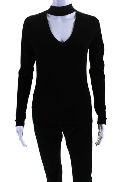 Autumn Cashmere Womens Black Crew Neck V-Neck Long Sleeve Sweater Top Size M