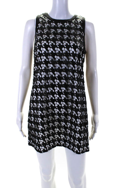 Rachel Zoe Womens Sequin Lace Overlay Sleeveless Mini Shift Dress Black Size 2