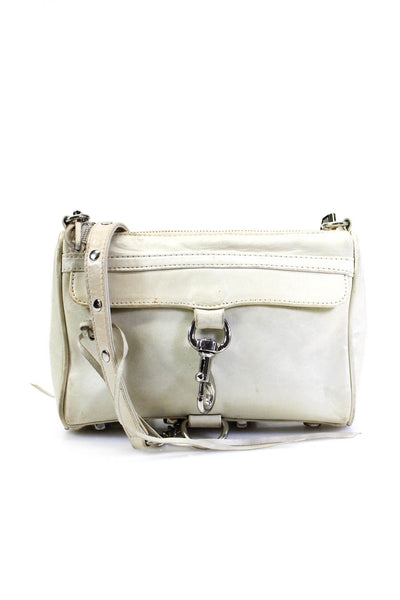 Rebecca Minkoff Womens Leather Silver Tone Crossbody Shoulder Handbag White