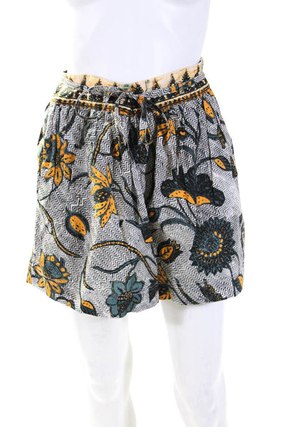 Ulla Johnson Womens Yellow Floral Cotton High Rise Casual Shorts Size 6