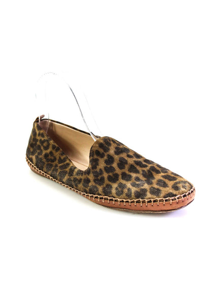 Veronica Beard Womens Slip On Leopard Printed Loafers Brown Suede Size 37