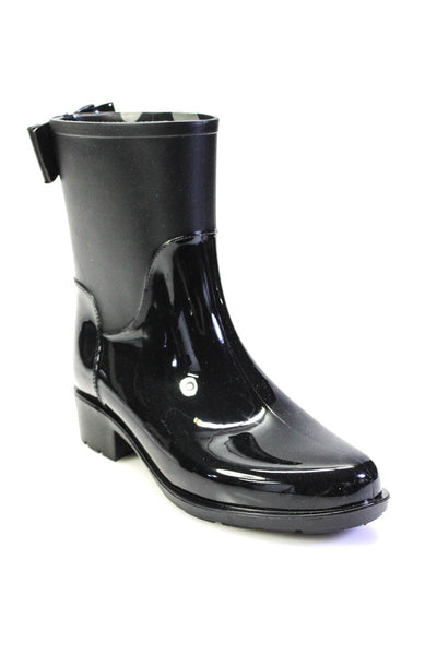 Kate Spade New York Womens Slip On Bow Back Rubber Rain Boots Black Size 7M