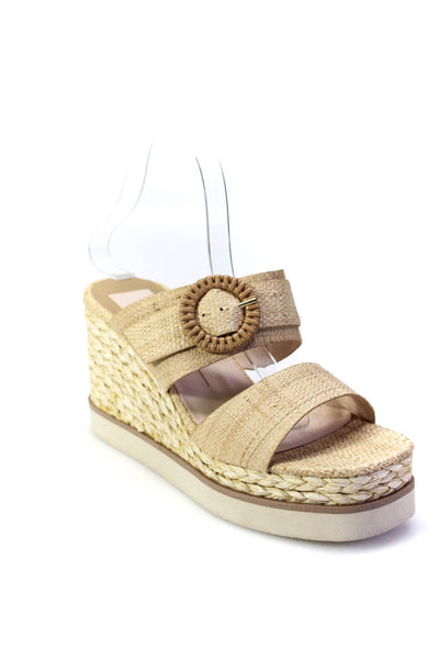 Dolce Vita Womens Braided Straw Raffia Wedge Mules Sandals Natural Size 8.5