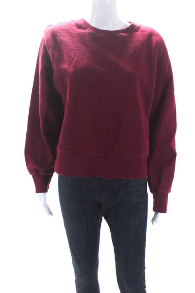 WSLY Womens Crew Neck Oversize Fleece Pullover Sweatshirt Burgundy Size Medium