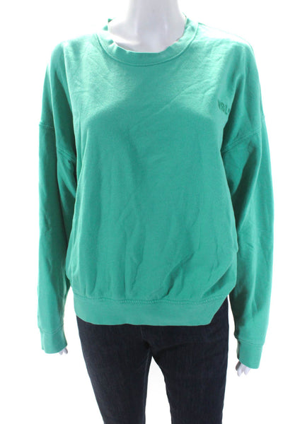 WSLY Womens Crew Neck Oversize Fleece Pullover Sweatshirt Green Size Medium