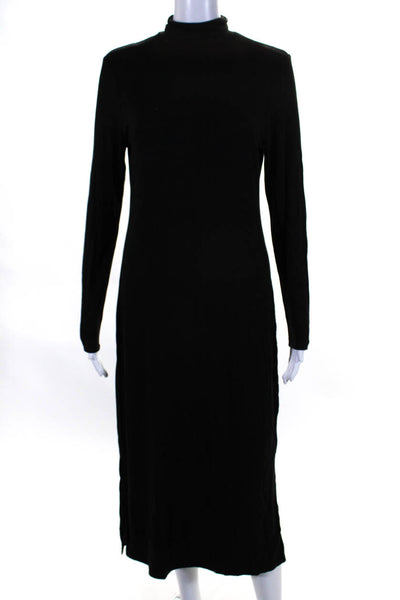 Tahari Womens Black Turtleneck Long Sleeve Midi Shift Dress Size XS
