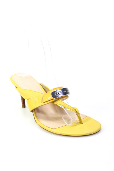 Coach Womens Stiletto Logo T Strap Sandals Yellow Leather Size 7B