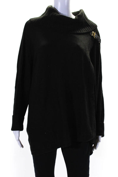 Calvin Klein Womens Turtleneck Dolman Sleeve Poncho Sweater Black Size L/XL