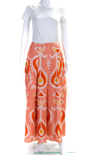 Sheridan French Womens Side Zip Abstract Maxi A Line Skirt Peach Multi Size 0