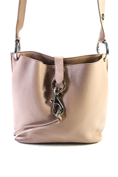 Rebecca Minkoff Womens Leather Snap Closure Crossbody Bag Mauve Small Handbag