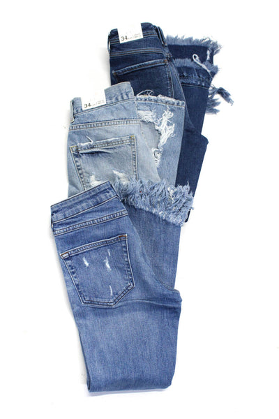 Zara Women's Midrise Distress Light Wash Straight Leg Denim Pant Size 34 Lot 3