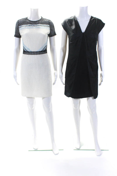 Aqua Tony Cohen Womens Knit Short Sleeve Textured Dresses White Size XS M Lot 2