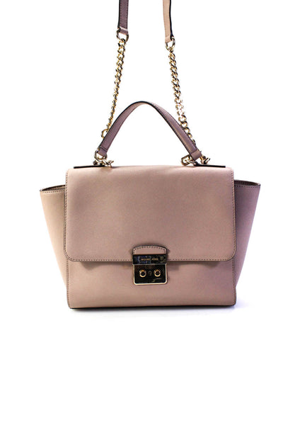 Michael Kors Womens Pushlock Flap Saffiano Leather Shoulder Handbag Pink