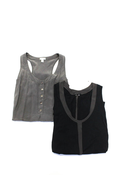 Odille Anthropologie Women's Sleeveless Silk Tank Top Gray Black Size 2 Lot 2