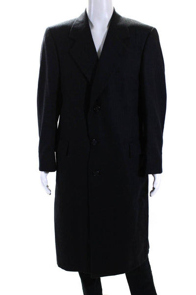 Hart Schaffner Marx Mens Button Down Wide Lapel Coat Black Wool Size Medium