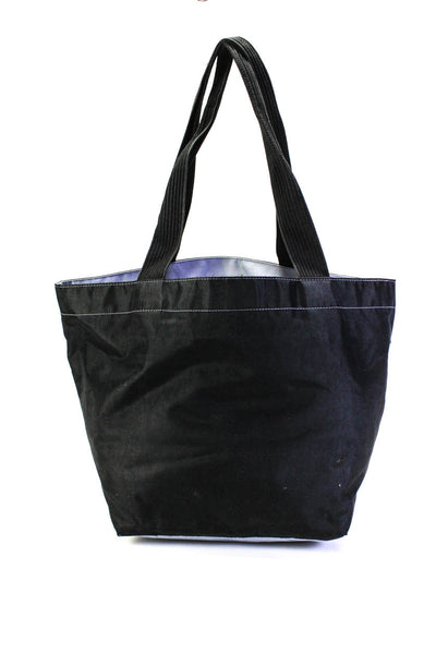 Herve Chapelier Womens Black Zip Tote Shoulder Bag Handbag