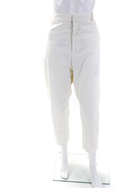 Nili Lotan Womens Cotton Drop Crotch Relaxed Casual Pants White Size 12
