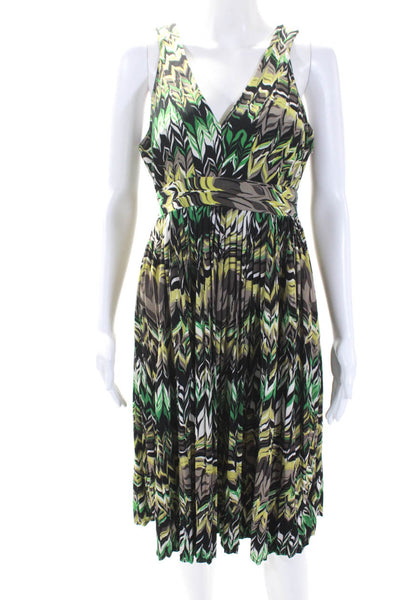 A.P.N.Y. Womens Sleeveless V Neck Abstract Dress Multiclored Size Medium